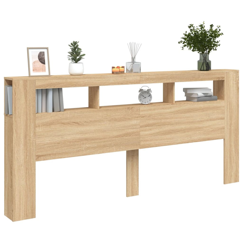 vidaXL sonoma tölgy színű szerelt fa LED-es fejtámla 220x18,5x103,5 cm