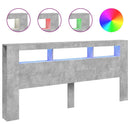 vidaXL betonszürke szerelt fa LED-es fejtámla 220x18,5x103,5 cm