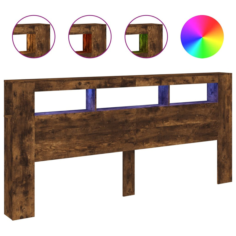 vidaXL sonoma tölgy színű szerelt fa LED-es fejtámla 220x18,5x103,5 cm