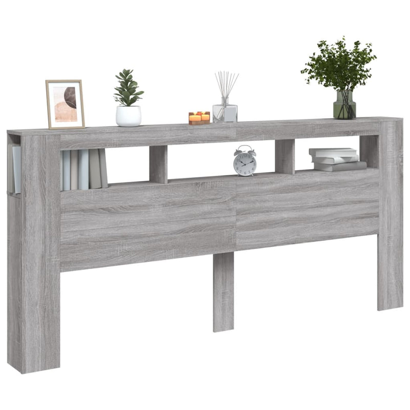 vidaXL szürke sonoma szerelt fa LED-es fejtámla 220 x 18,5 x 103,5 cm