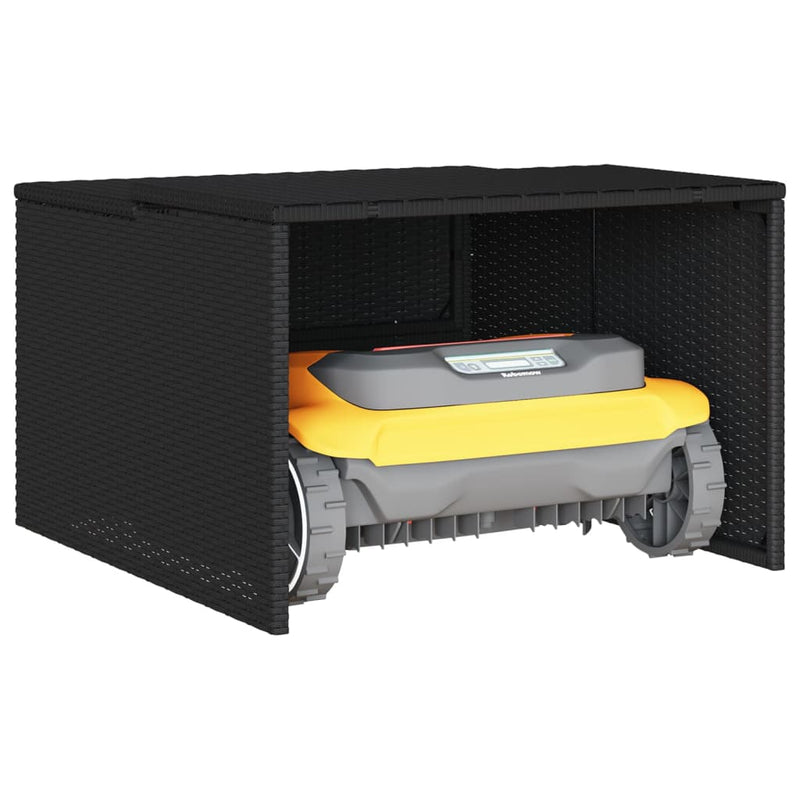 vidaXL fekete polyrattan robotfűnyíró garázs 86 x 90 x 52/57 cm