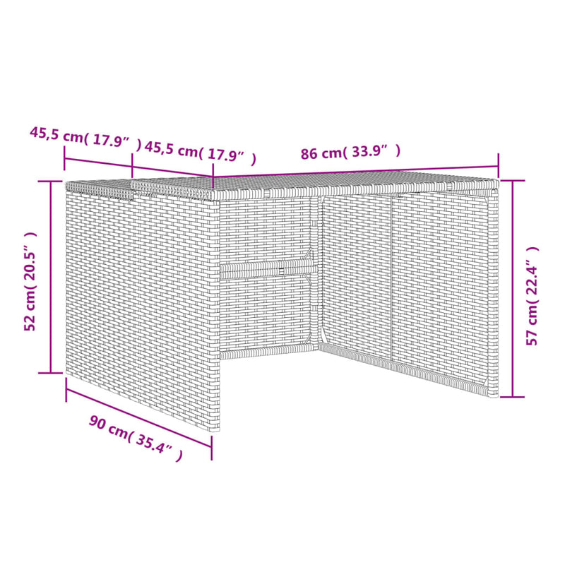 vidaXL fekete polyrattan robotfűnyíró garázs 86 x 90 x 52/57 cm