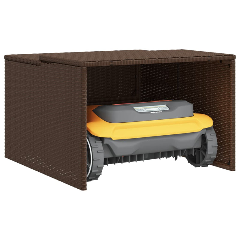 vidaXL barna polyrattan robotfűnyíró garázs 86 x 90 x 52/57 cm
