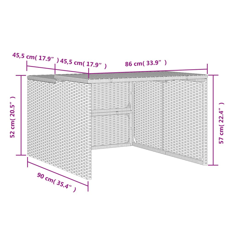 vidaXL barna polyrattan robotfűnyíró garázs 86 x 90 x 52/57 cm