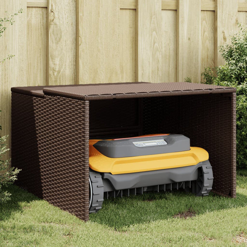 vidaXL barna polyrattan robotfűnyíró garázs 86 x 90 x 52/57 cm