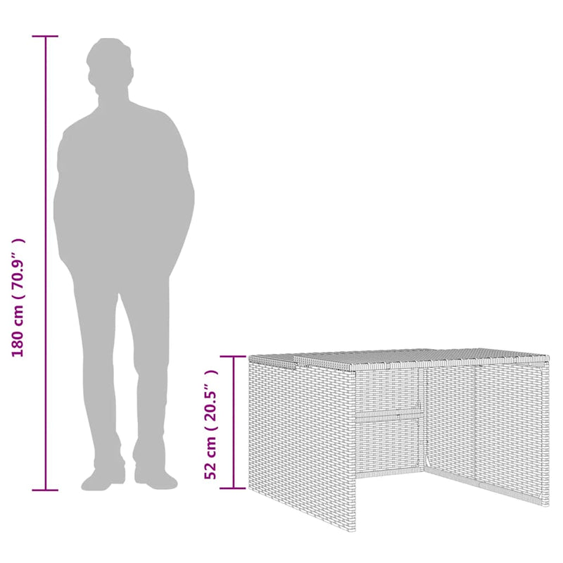 vidaXL szürke polyrattan robotfűnyíró garázs 86 x 90 x 52/57 cm