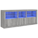 vidaXL szürke sonoma tálalószekrény LED-világítással 162 x 37 x 67 cm