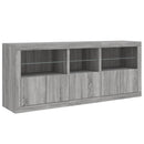 vidaXL szürke sonoma tálalószekrény LED-világítással 162 x 37 x 67 cm