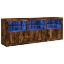 vidaXL füstös tölgy színű tálalószekrény LED-ekkel 181,5x37x67 cm