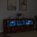 vidaXL füstös tölgy színű tálalószekrény LED-ekkel 181,5x37x67 cm