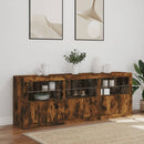 vidaXL füstös tölgy színű tálalószekrény LED-ekkel 181,5x37x67 cm