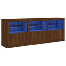 vidaXL barna tölgy színű tálalószekrény LED-ekkel 181,5x37x67 cm