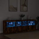 vidaXL füstös tölgy színű tálalószekrény LED-ekkel 202x37x67 cm