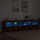 vidaXL füstös tölgy színű tálalószekrény LED-ekkel 283x37x67 cm