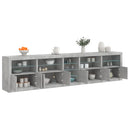 vidaXL betonszürke tálalószekrény LED-világítással 283x37x67 cm