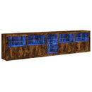 vidaXL füstös tölgy színű tálalószekrény LED-ekkel 283x37x67 cm