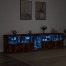 vidaXL füstös tölgy színű tálalószekrény LED-ekkel 283x37x67 cm