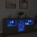 vidaXL fekete tálalószekrény LED-világítással 162 x 37 x 67 cm