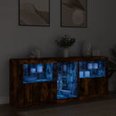 vidaXL füstös tölgy színű tálalószekrény LED-ekkel 162 x 37 x 67 cm
