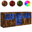 vidaXL füstös tölgy színű tálalószekrény LED-ekkel 162 x 37 x 67 cm