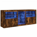 vidaXL füstös tölgy színű tálalószekrény LED-ekkel 181,5x37x67 cm