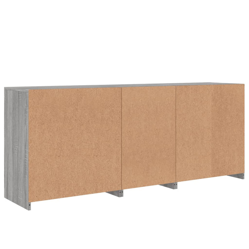 vidaXL szürke sonoma tálalószekrény LED-világítással 181,5x37x67 cm