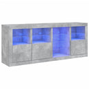 vidaXL betonszürke tálalószekrény LED-világítással 164 x 37 x 67 cm