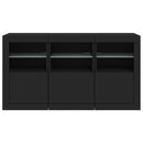vidaXL fekete tálalószekrény LED-világítással 123 x 37 x 67 cm