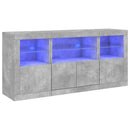vidaXL betonszürke tálalószekrény LED-világítással 142,5 x 37 x 67 cm