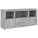 vidaXL betonszürke tálalószekrény LED-világítással 142,5 x 37 x 67 cm