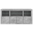 vidaXL betonszürke tálalószekrény LED-világítással 142,5 x 37 x 67 cm