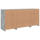 vidaXL betonszürke tálalószekrény LED-világítással 142,5 x 37 x 67 cm