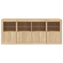 vidaXL sonoma tölgy színű tálalószekrény LED-világítással 163x37x67 cm