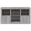 vidaXL szürke sonoma tálalószekrény LED-világítással 123 x 37 x 67 cm