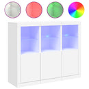 vidaXL 3 db fehér szerelt fa tálalószekrény LED-ekkel