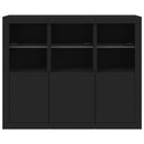 vidaXL 3 db fekete szerelt fa tálalószekrény LED-ekkel