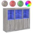 vidaXL 3 db szürke sonoma színű szerelt fa tálalószekrény LED-ekkel