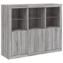 vidaXL 3 db szürke sonoma színű szerelt fa tálalószekrény LED-ekkel