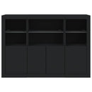 vidaXL 3 db fekete szerelt fa tálalószekrény LED-ekkel