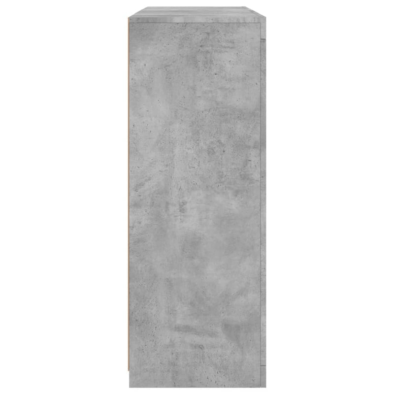 vidaXL 3 db betonszürke szerelt fa tálalószekrény LED-ekkel