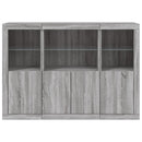 vidaXL 3 db szürke sonoma színű szerelt fa tálalószekrény LED-ekkel