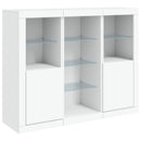 vidaXL 3 db fehér szerelt fa tálalószekrény LED-ekkel