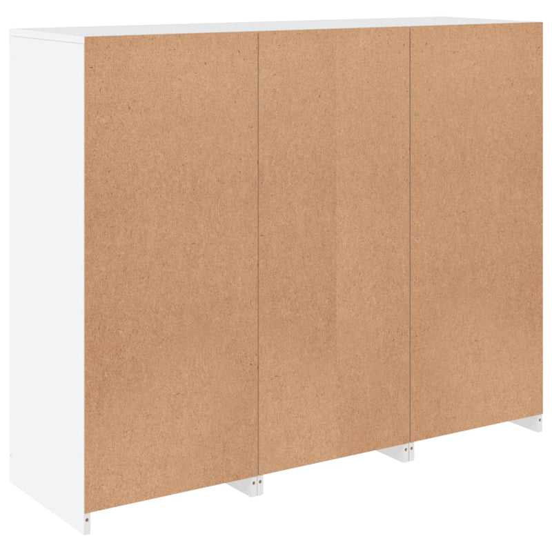 vidaXL 3 db fehér szerelt fa tálalószekrény LED-ekkel