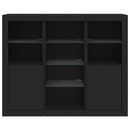 vidaXL 3 db fekete szerelt fa tálalószekrény LED-ekkel