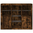 vidaXL 3 db füstös tölgy színű szerelt fa tálalószekrény LED-ekkel