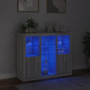 vidaXL 3 db szürke sonoma színű szerelt fa tálalószekrény LED-ekkel