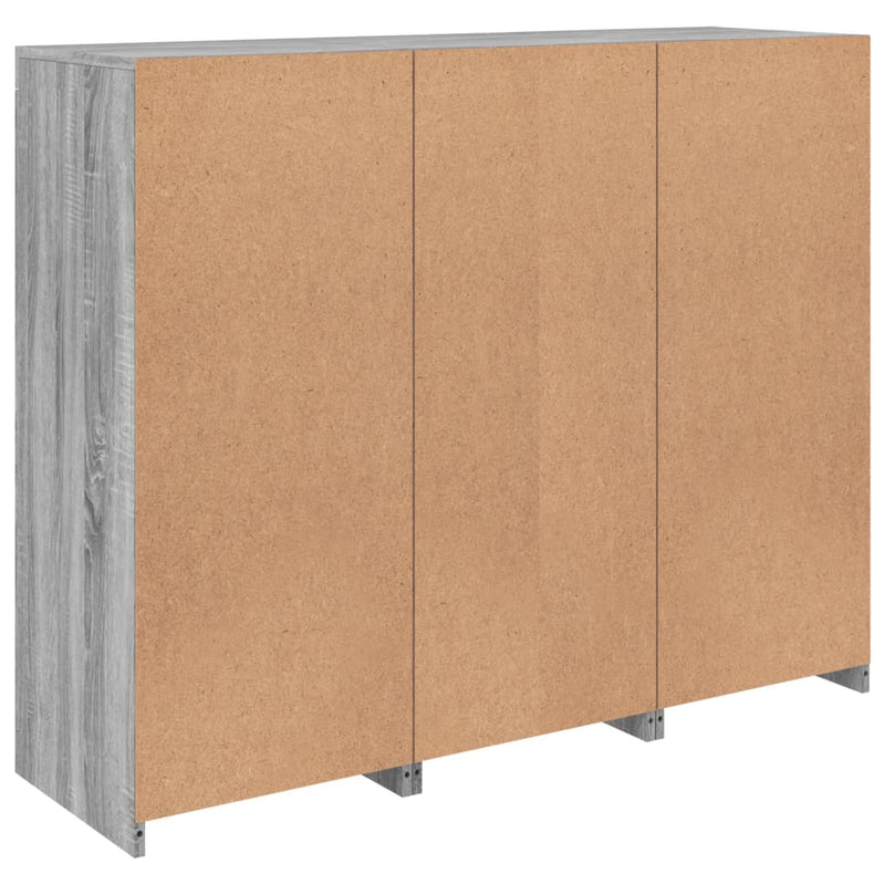 vidaXL 3 db szürke sonoma színű szerelt fa tálalószekrény LED-ekkel