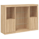 vidaXL 3 db sonoma tölgy színű szerelt fa tálalószekrény LED-ekkel