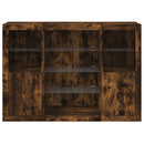 vidaXL 3 db füstös tölgy színű szerelt fa tálalószekrény LED-ekkel