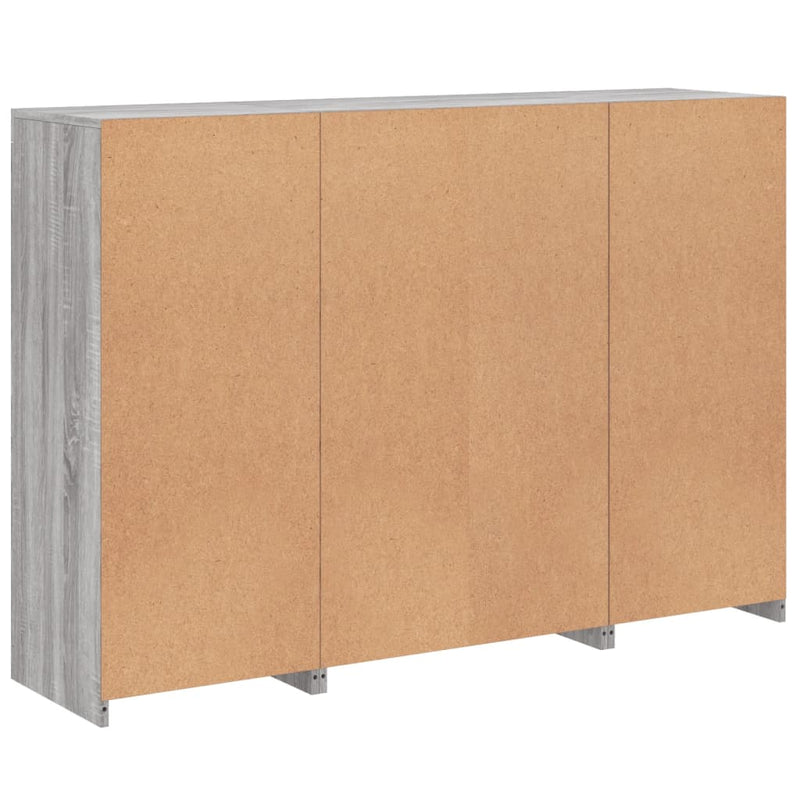 vidaXL 3 db szürke sonoma színű szerelt fa tálalószekrény LED-ekkel